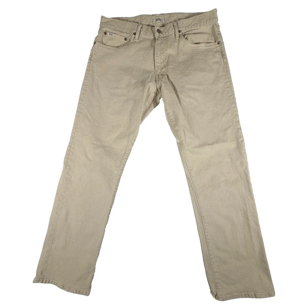 Polo Ralph Lauren Jeans Men's 34x32 Cream Ivory Classic Fit Denim Stretch
